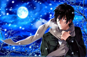 Hình nền HD chàng trai anime đêm mùa đông có tuyết