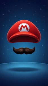 Trừu tượng tối giản về chiếc mũ đỏ và bộ ria của Mario. — Nintendo Hình nền