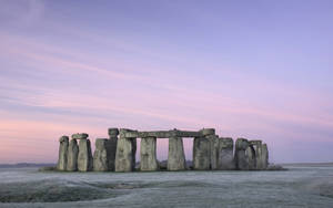 Hình nền Mùa Đông Ở Stonehenge Anh — Bình minh Hình nền