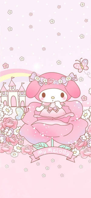 Hình nền My Melody và hoa hồng — iPhone 16 Hình nền
