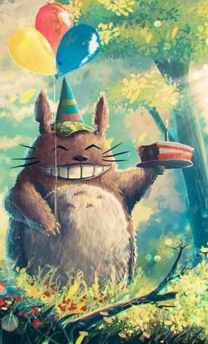 My Neighbor Totoro Trên Thiệp Sinh Nhật Của Tôi — Dễ thương thẩm mỹ GIF Hình nền