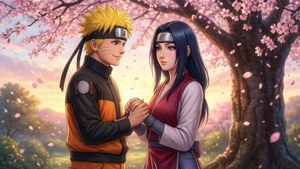 Hình nền lãng mạn của Naruto và Hinata dưới hoa anh đào — Anime couple GIF Hình nền