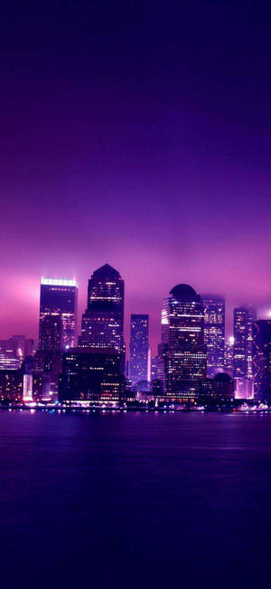 Neon Purple Iphone City Landscape — iPhone 18 Pro Max Hình nền