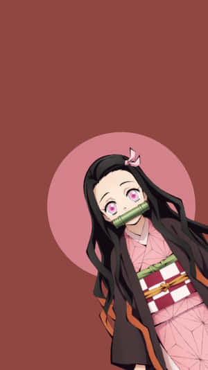 Nezuko cá tính — Dễ thương hồng Hình nền