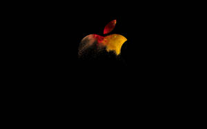 Hình nền MacBook Pro logo Apple nghệ thuật màu kim loại cam và đỏ. — MacBook Pro Hình nền