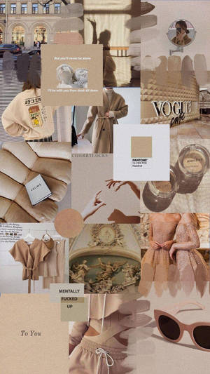 Hình nền nghệ thuật tạp chí Vogue thẩm mỹ màu be nâu — Beige nâu thẩm mỹ GIF Hình nền