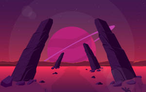 Hình nền nghệ thuật vector Stonehenge màu hồng