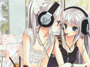 Hình nền anime lesbians yêu nhạc — Anime đồng tính nữ Hình nền