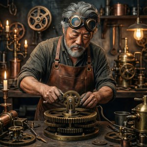 Kurusu Konochi trong vai nhà phát minh steampunk — Pixel Watch Hình nền