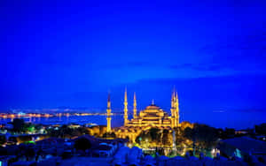 Nhà thờ Hồi giáo Sultan Ahmed Istanbul buổi tối xanh
