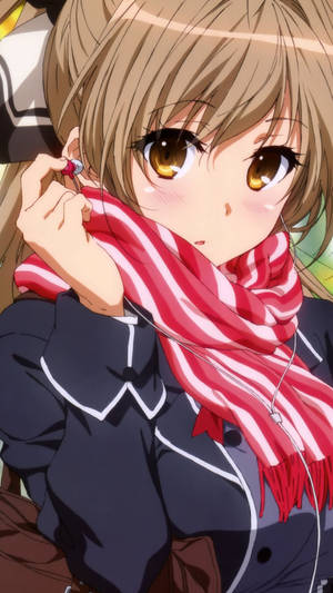 Nhân Vật Anime Dễ Thương Với Khăn Quàng Đỏ — Dễ thương anime girl Hình nền