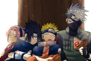 Hình nền Nhân vật Đội 7 Naruto dưới gốc cây — Nhân vật naruto Hình nền