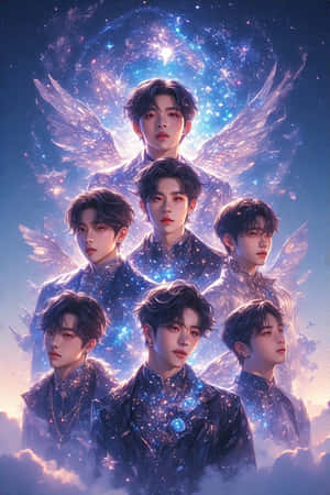 BTS,K-pop,huyền ảo,chân thực,ma thuật,nghệ thuật số,vũ trụ,mộng mơ,nhóm nhạc — iPhone 4 Hình nền