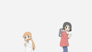 Nichijou Nano Và Hakase Nhảy Múa Với Phông Nền Trắng — Anime nhảy Hình nền