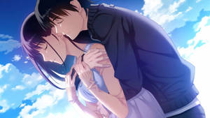 Hình nền ôm nhau trong anime với đôi mắt nhắm