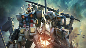 Phi công Gundam ngắm nhìn đô thị từ trên cao — Gundam GIF Hình nền