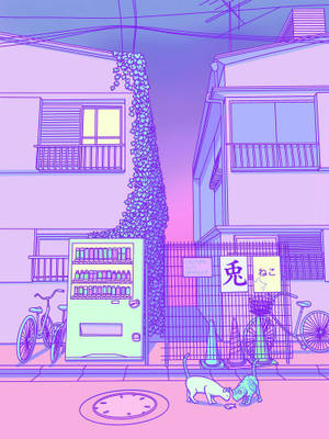 Phố Tokyo phong cách pastel tím