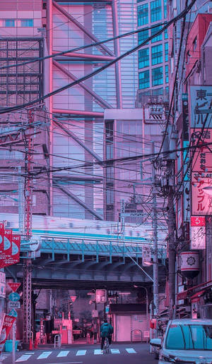 Hình nền iPhone phố Tokyo thẩm mỹ