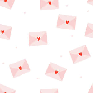 Phong bì Valentine dễ thương với họa tiết trái tim đỏ — Valentine dễ thương Hình nền