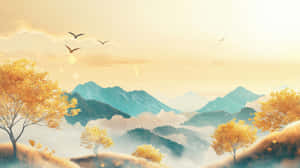 Mùa thu,Phong cảnh,Nền phong cảnh,Núi,Cây cối,Vàng,Bình minh,Cảnh vật,Yên bình,Mộng mơ — Mùa thu Hình nền