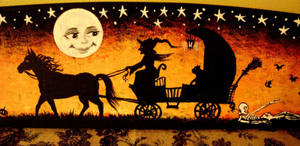 Phù thủy Halloween cổ điển trên xe ngựa — Cổ điển Halloween Hình nền