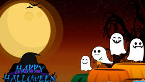 Hình nền Halloween vui nhộn với hồn ma hoạt hình