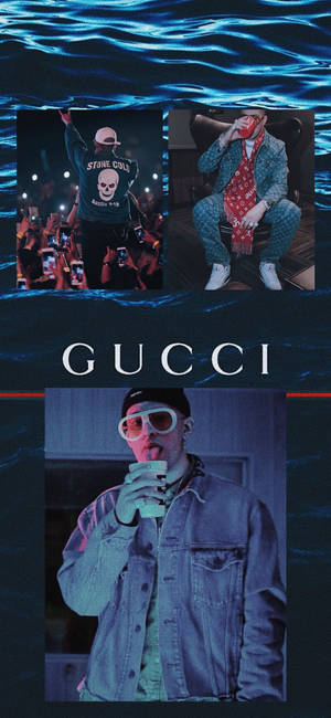 Hình nền áp phích Bad Bunny Gucci — iPhone 14 Pro Max Hình nền