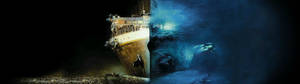 Hình nền màn hình kép tàu Titanic trên và dưới mặt biển