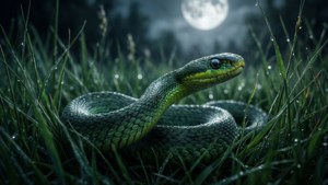 Một con rắn di chuyển qua bãi cỏ dưới ánh trăng. — Thẩm mỹ slytherin Hình nền
