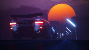 Hình nền Retro Wave Neon Mặt Trăng