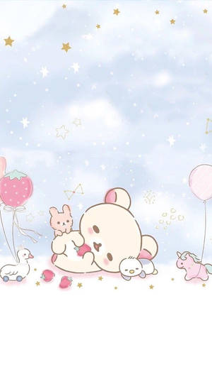 Rilakkuma dễ thương cùng các nhân vật màu hồng — Dễ thương hồng Hình nền