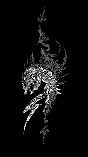 Rồng Khói Trắng Đen Nền Tối — 深色主题 Hình nền