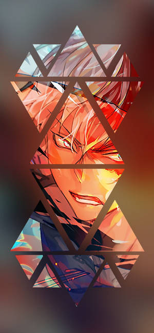 Hình nền với tác phẩm nghệ thuật đa giác về Todoroki từ Boku No Hero Academia.