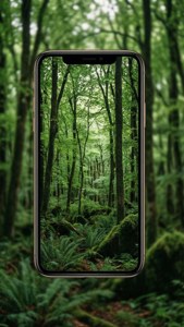 Hình nền rừng phản chiếu cho iPhone X.