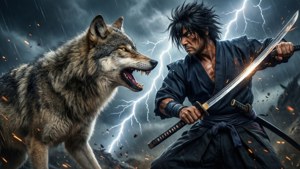 Wolf chiến đấu với Genichiro giữa cơn bão sấm sét trong một cuộc đối đầu hoành tráng.