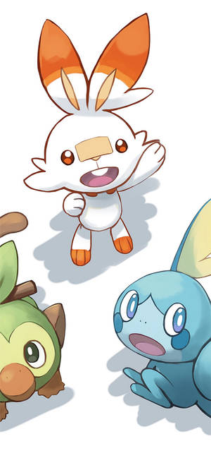 Scorbunny và các Starter hệ Galar khác — Pokemon Điện thoại Hình nền