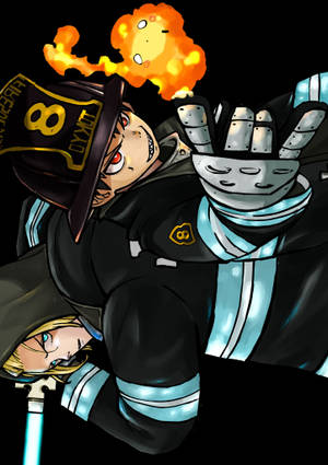 Hình nền Fire Force Shinra và Arthur với quả cầu lửa — OnePlus Pad 3 Pro Hình nền