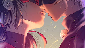 Hình nền Siêu anh hùng Ladybug và Cat Noir hôn nhau