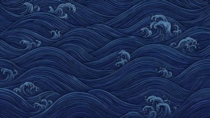 Họa tiết sóng nước xanh đậm phong cách Nhật Bản với tông màu chàm và xanh hoàng gia. — Xanh đậm thẩm mỹ Hình nền