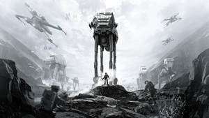 Hình nền bìa game Star Wars Battlefront với tông màu xám.