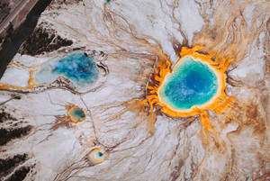 Hình nền xem trước suối nước nóng grand prismatic, bề mặt, phong cảnh, wyoming, hoa kỳ