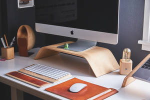 Thẩm mỹ hài hòa - Thiết lập Mac với điểm nhấn cà phê — Thẩm mỹ mac Hình nền