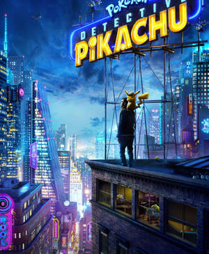 Hình nền Thám Tử Pikachu Và Người Đàn Ông Trên Mái Nhà — Galaxy Z Fold 5 Hình nền