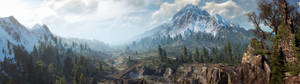 2489x700 WITCHER 3 WILD HUNT giả tưởng hành động chiến đấu chiến binh poster tối kép — 32:9 Hình nền