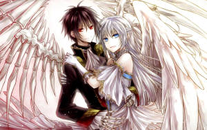 Hình nền Thiên thần Anime ôm ấp