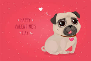 thiệp Valentine với chú chó pug — Valentine dễ thương Hình nền