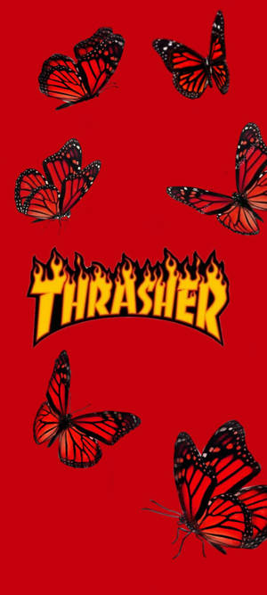 Hình nền Thrasher Bướm Đỏ — iPhone Xs Hình nền