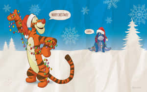 Tigger và ông già Noel trong tuyết — Thiên thần Giáng sinh Hình nền