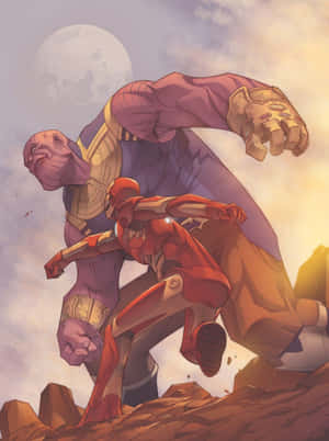 Tony Stark chiến đấu với Thanos vì vận mệnh của vũ trụ. — iPad thế hệ thứ 9 Hình nền