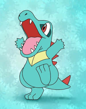 Totodile trên nền trừu tượng màu xanh — Pokemon Hình nền